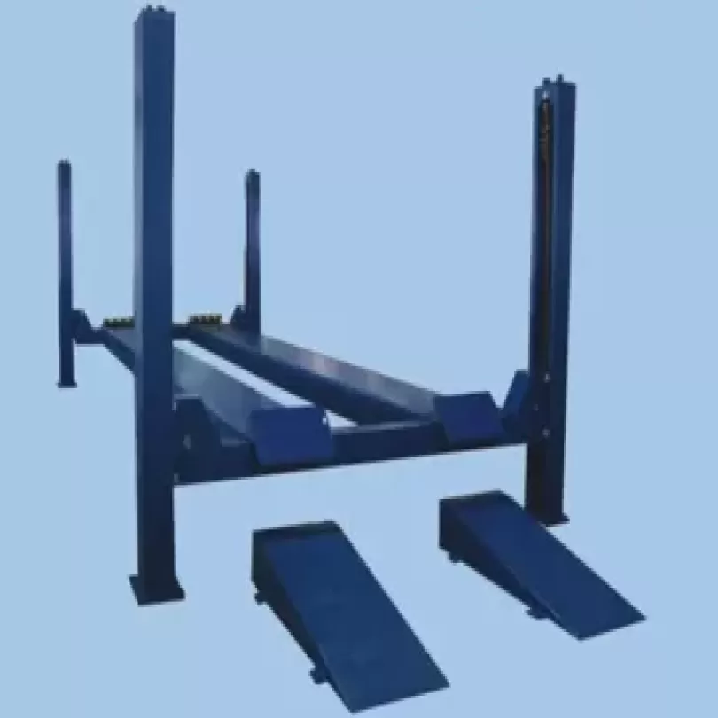 Cầu nâng 4 trụ 16 tấn, bàn nâng phẳng (3 pha, màu xanh RAL 3166).