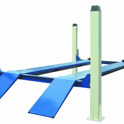 Cầu nâng 4 trụ 10 tấn, bàn nâng phẳng (3 pha, màu xanh RAL 3166).